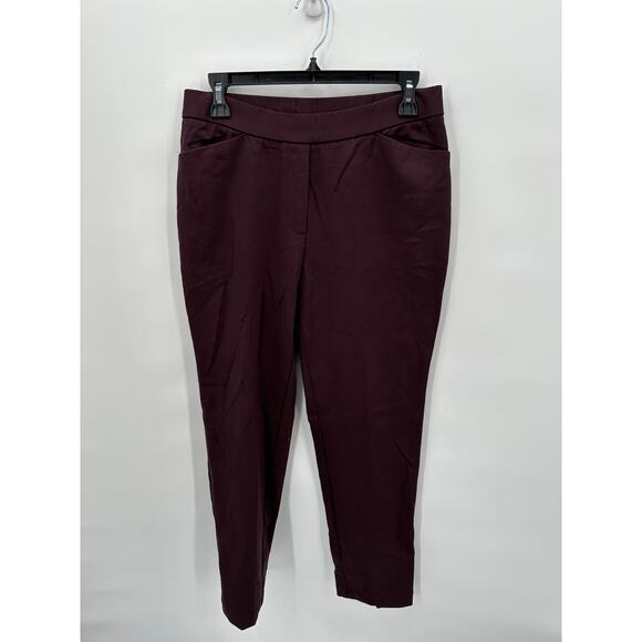 J. JILL Plum Purple Ponte Slim Leg Elastic Waist Stretch Pants // S - Picture 1 of 7